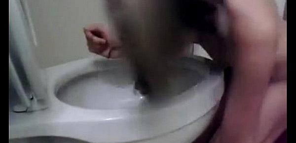  cute girl licking my toilet lustfully